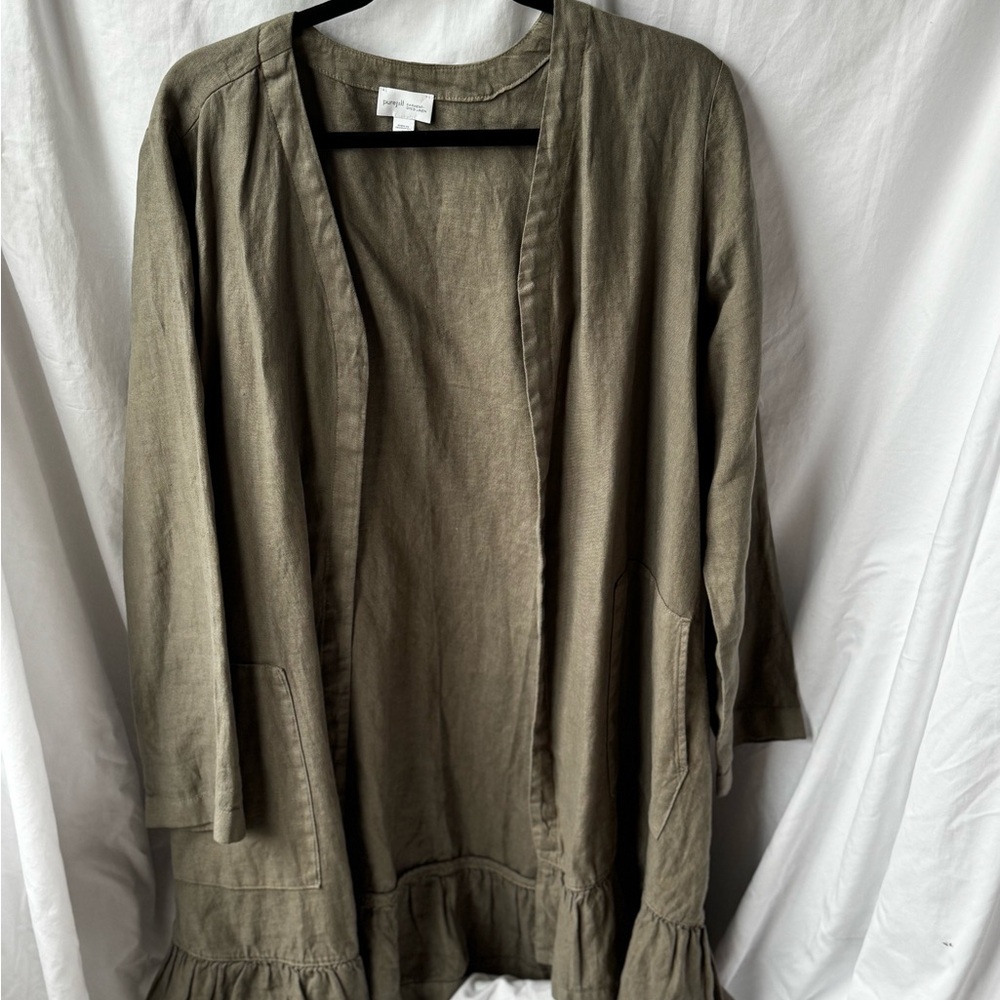 J. Jill Olive Green Open Front Cardigan